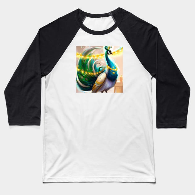 Cute Peacock Drawing Baseball T-Shirt by Play Zoo